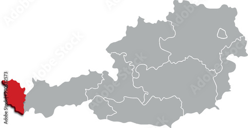 VORARLBERG map FEDERATE STATE of AUSTRIA 3d isometric map