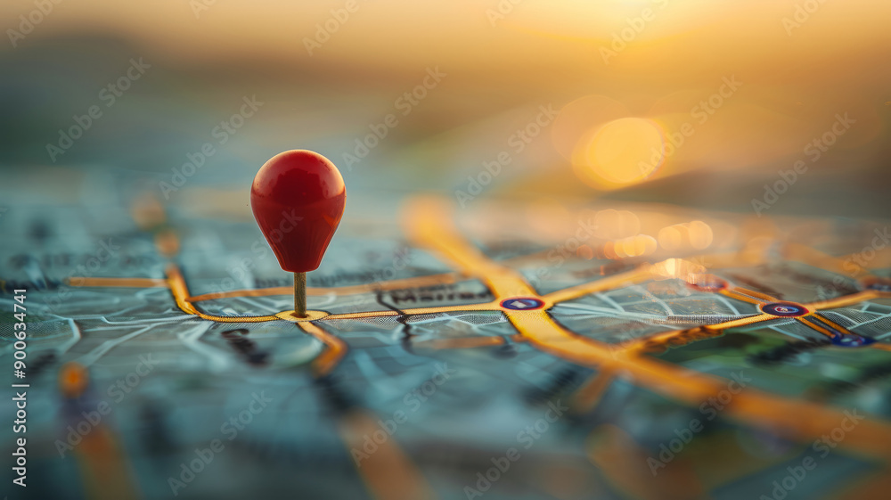 Red pin on a map indicating a specific location Red pin on a map indicating a specific location