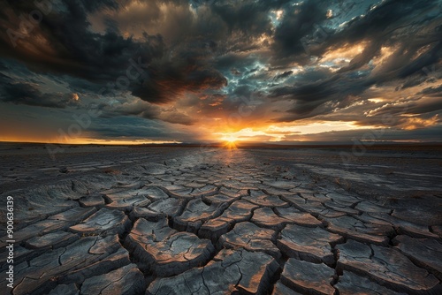 Dried-up Land and Dramatic Sky photo