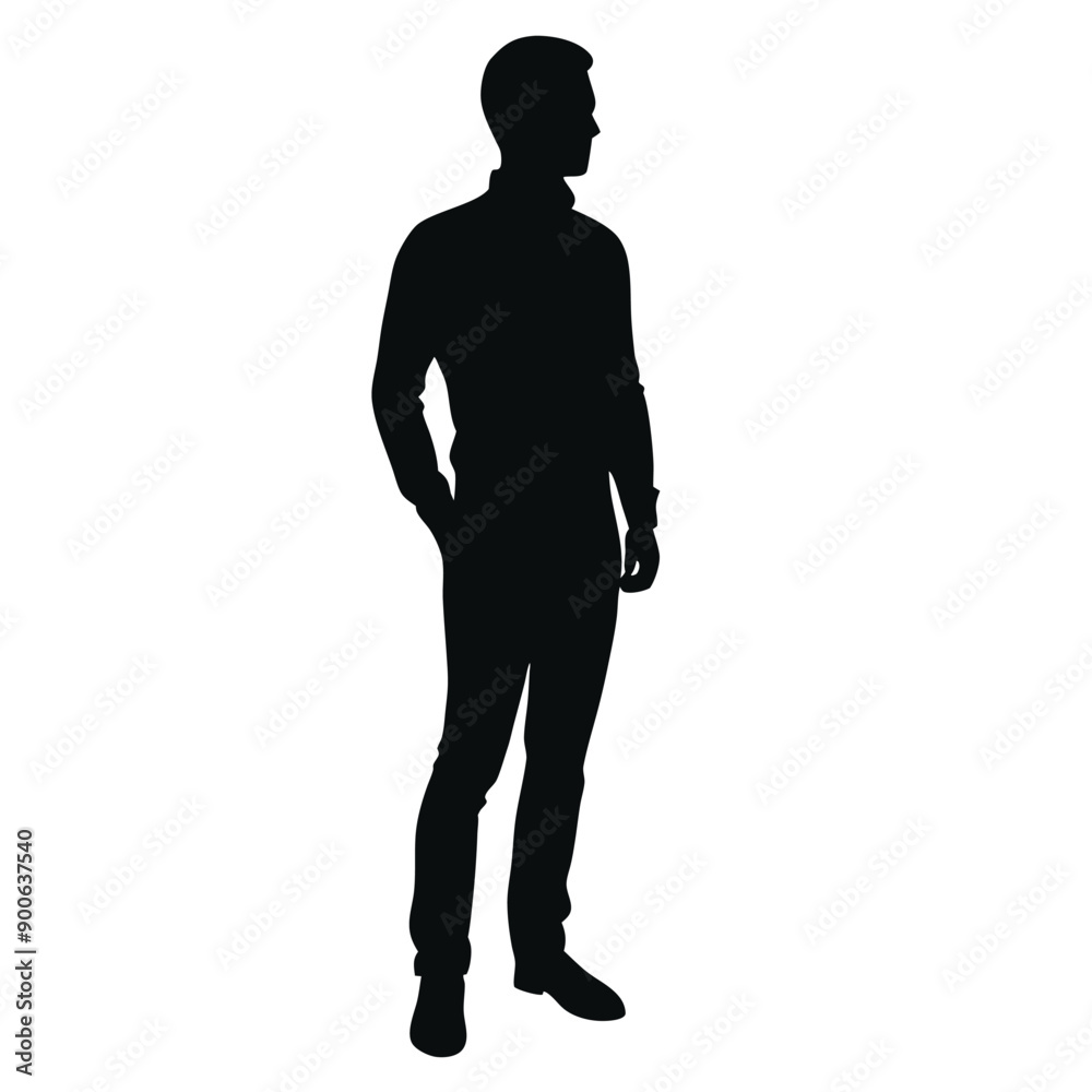 young man stand with jeans and sweater vector silhouette isolated white background young man stand with jeans and sweater vector silhouette isolated white background