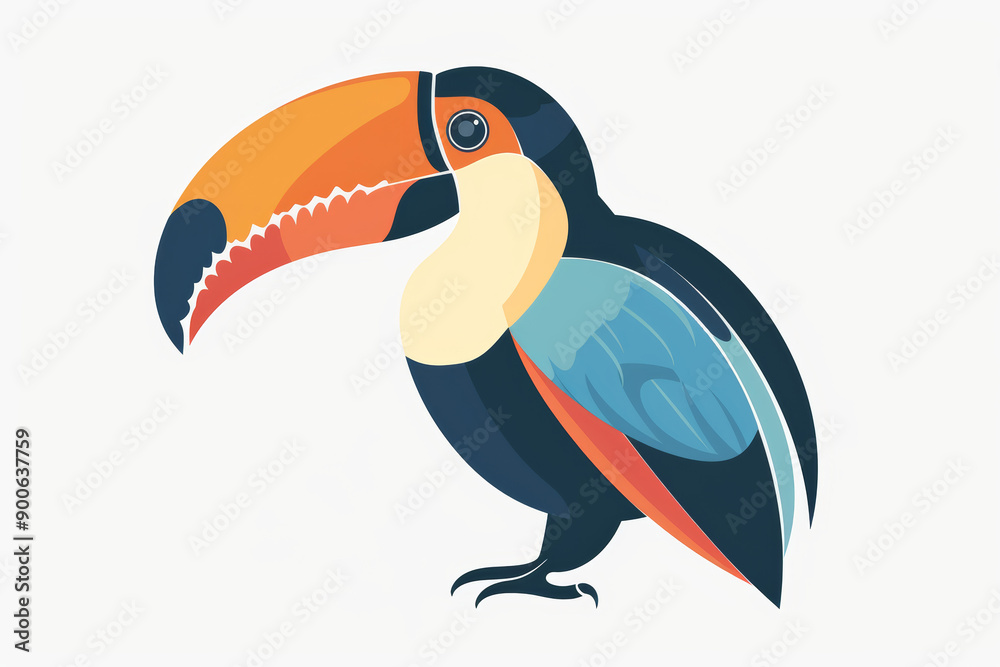 Fototapeta premium Pastel Toucan Design on White Background
