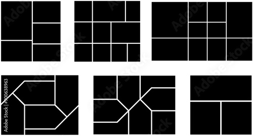 Set of photo collage design template. family photo album background texture.