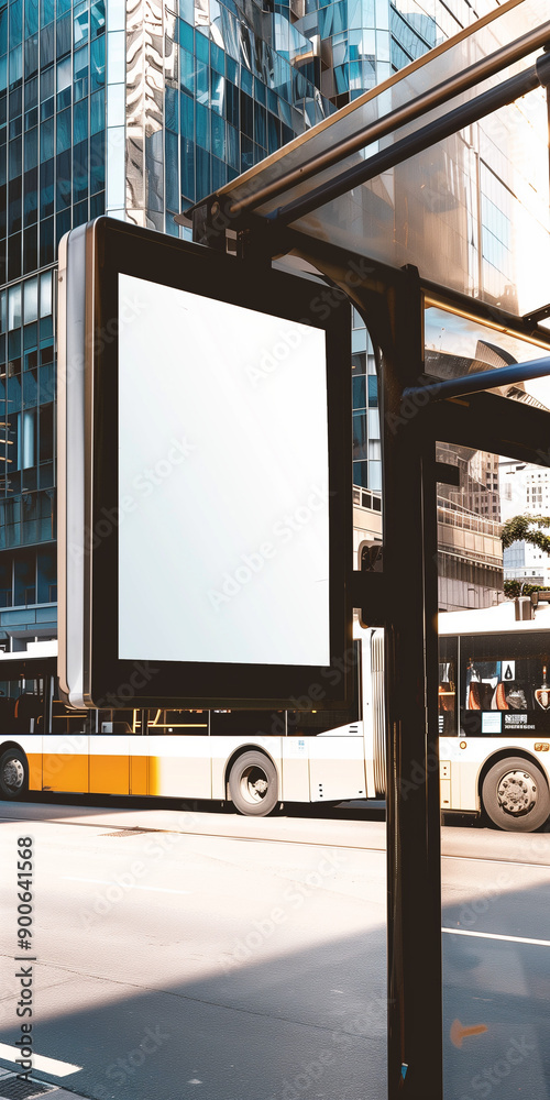 Fototapeta premium high-quality image featuring an empty poster mockup on the side of a moving bus.