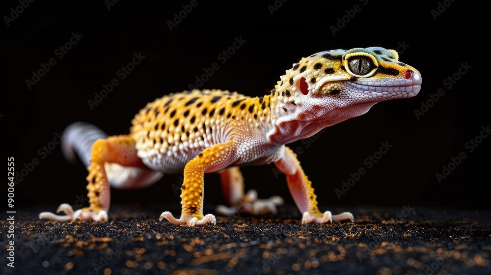 Leopard Gecko on Black Background Leopard Gecko on Black Background