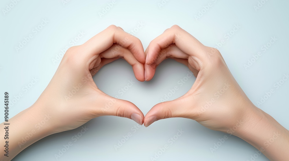 Hands forming a heart shape against a light blue background, symbolizing love, care, and affection. Hands forming a heart shape against a light blue background, symbolizing love, care, and affection.