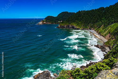 The coastline at Heceta Head in Oregon photo