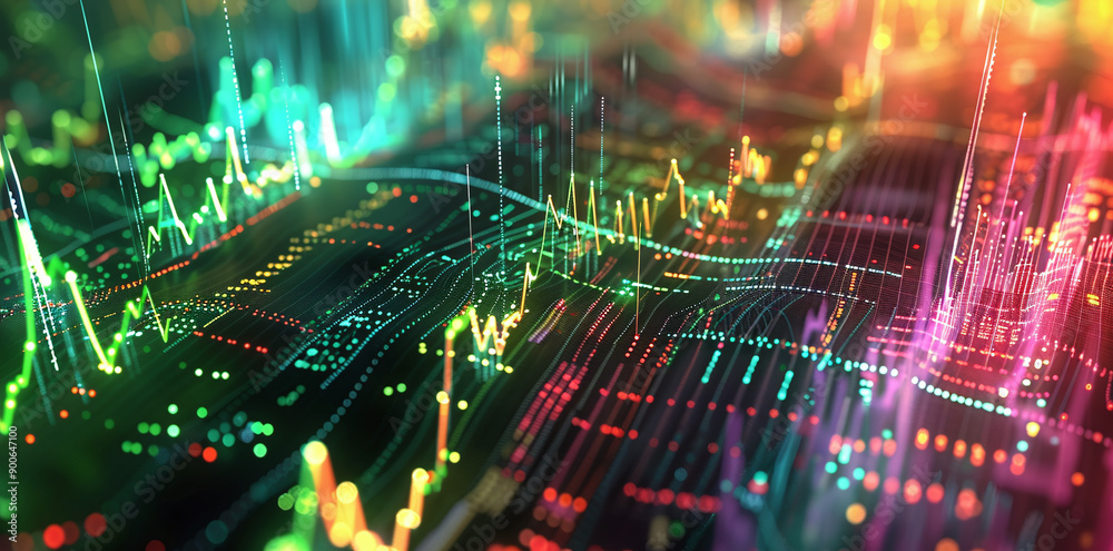 Neon Financial Graph Showing Market Growth and Trends Neon Financial Graph Showing Market Growth and Trends