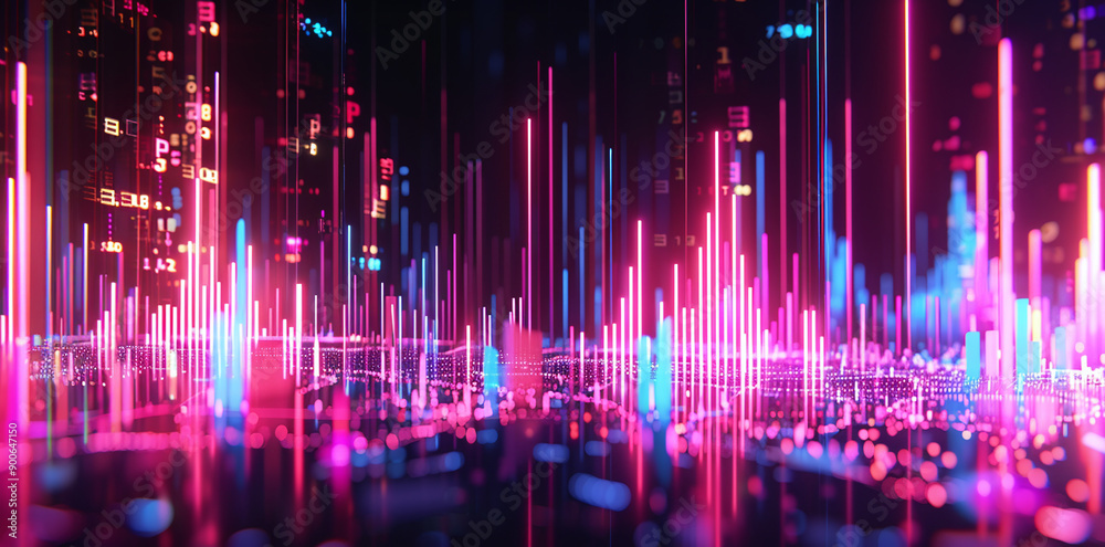 Neon Financial Graph Showing Market Growth and Trends Neon Financial Graph Showing Market Growth and Trends