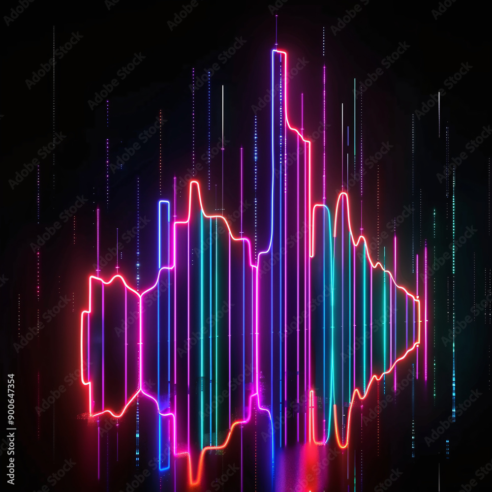 Vibrant Neon Soundwave Visualization on Black Background Vibrant Neon Soundwave Visualization on Black Background