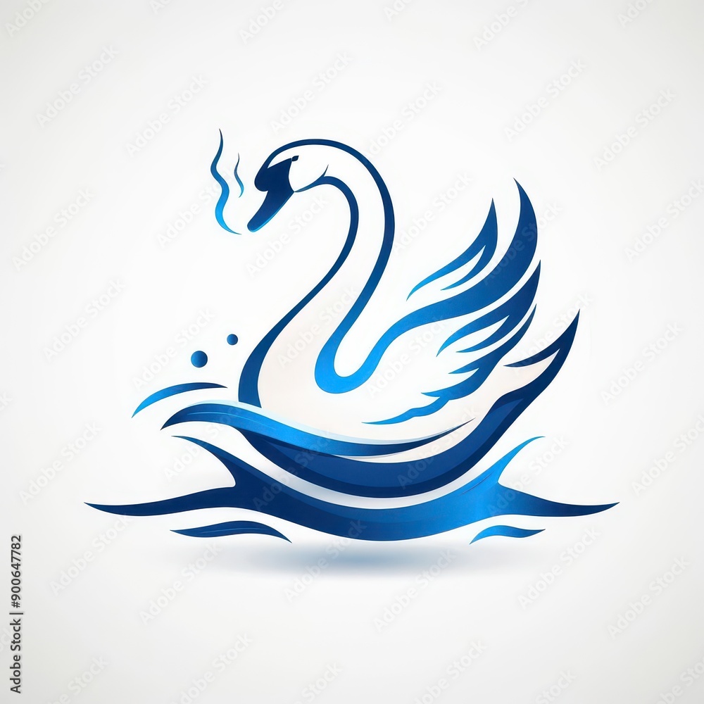 A graceful swan, gliding on water, elegant vector illustration, white and blue tones, isolated on white background A graceful swan, gliding on water, elegant vector illustration, white and blue tones, isolated on white background