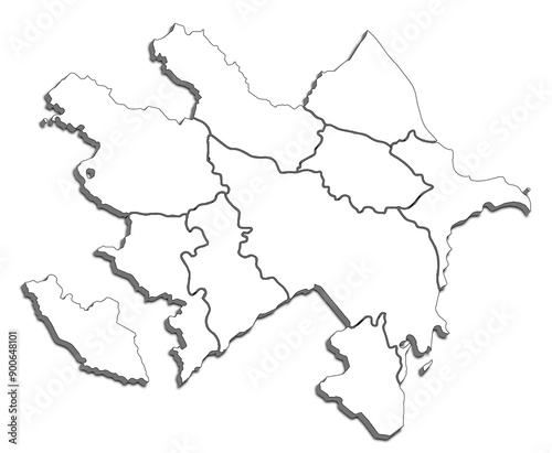 Wallpaper Mural AZERBAIJAN MAP WITH ITS REGIONS AND POLITICAL ADMINISTRATIVE DIVISIONS Torontodigital.ca