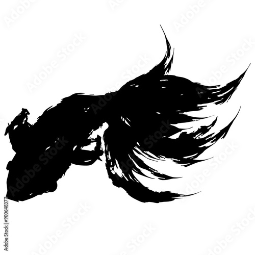 真上から見た金魚のシルエットのベクター画像