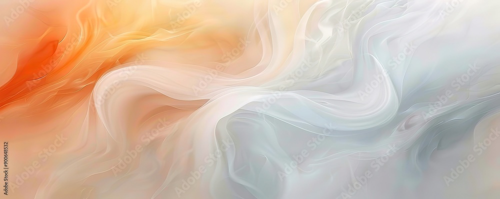 Obraz premium background of wavy wisps of white and orange smoke