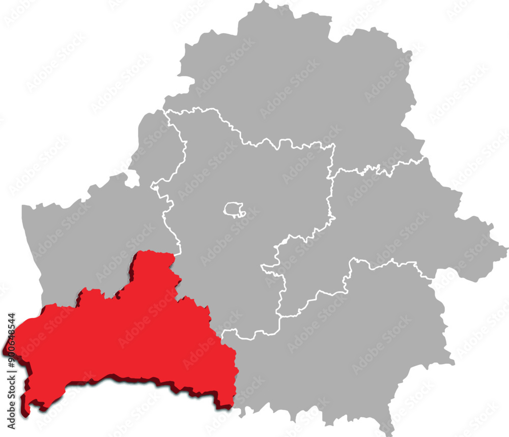 Fototapeta premium BREST map REGION of BELARUS 3d isometric map