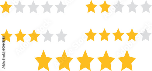 set of feedback rating stars from 1 to 5