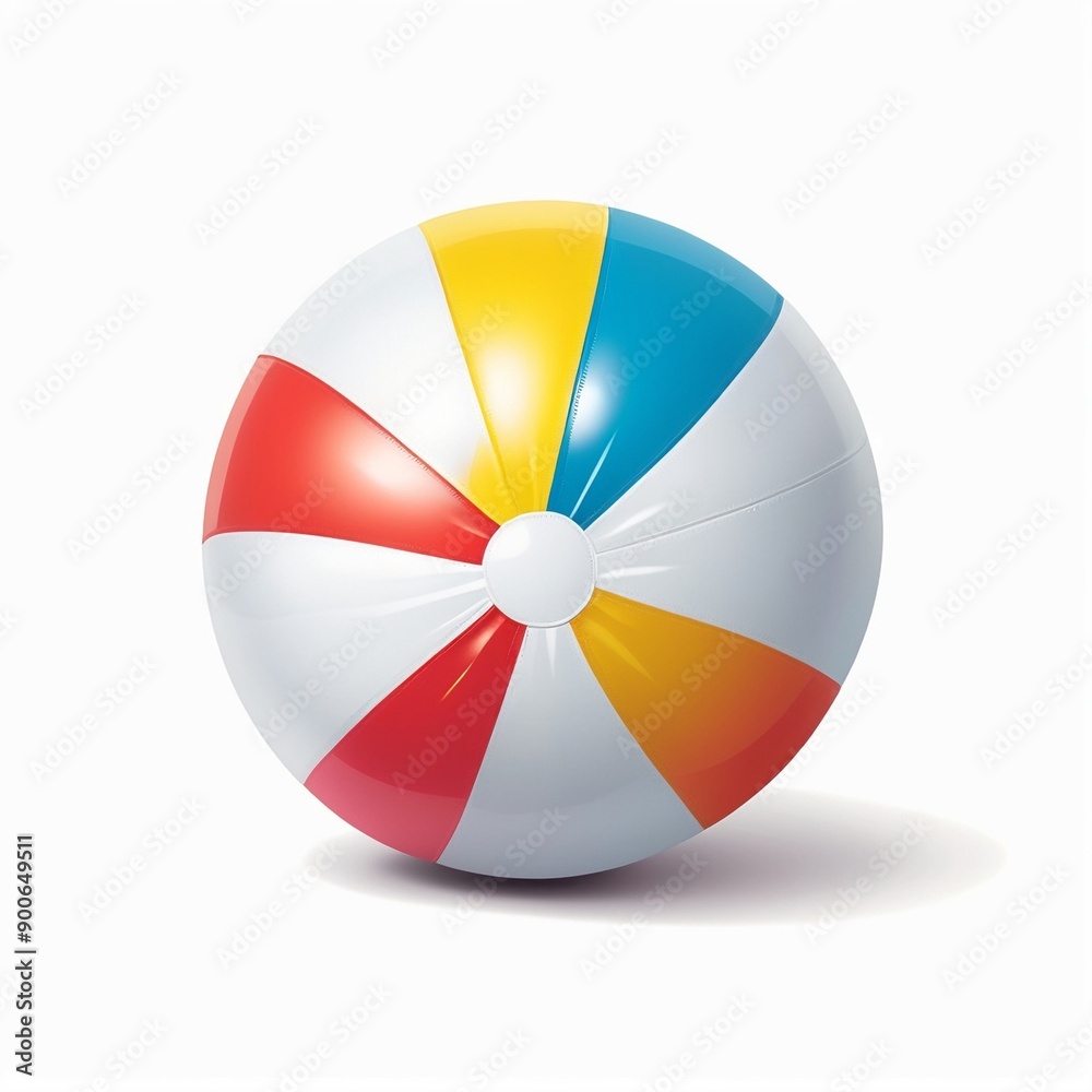 Fototapeta premium Classic multicolored beach ball on a white background, generated by AI