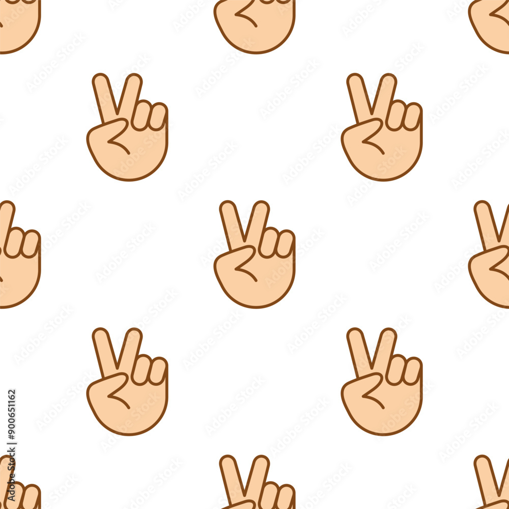 Seamless pattern, hand showing victory sign. Peace sign. Hand Gesture V victory. Seamless pattern, hand showing victory sign. Peace sign. Hand Gesture V victory.