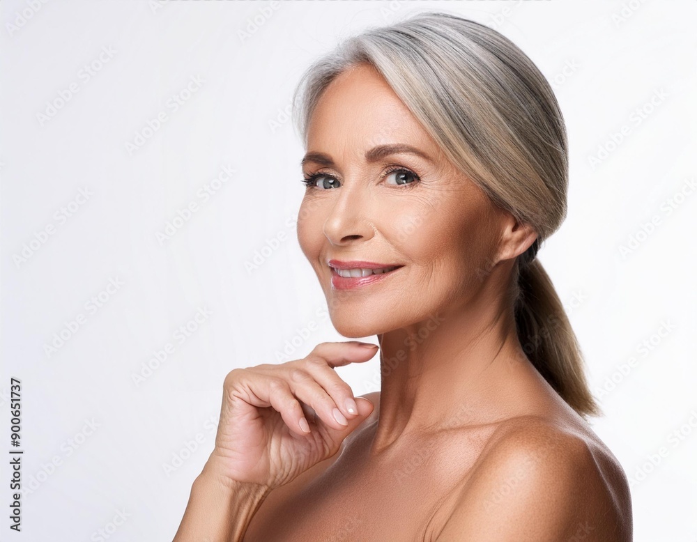 beautiful 50s mid aged mature woman isolated on white background. skin care beauty, skincare routine beautiful 50s mid aged mature woman isolated on white background. skin care beauty, skincare routine