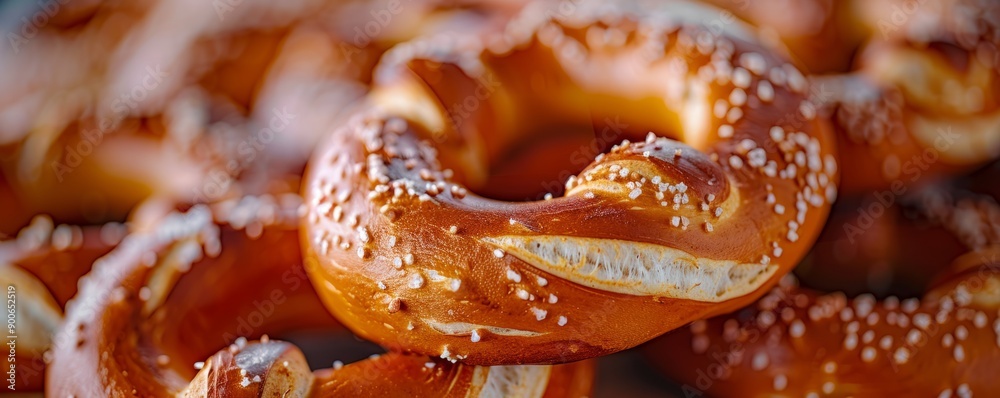 Close-up of a traditional Bavarian pretzel with a golden-brown crust. Close-up of a traditional Bavarian pretzel with a golden-brown crust.