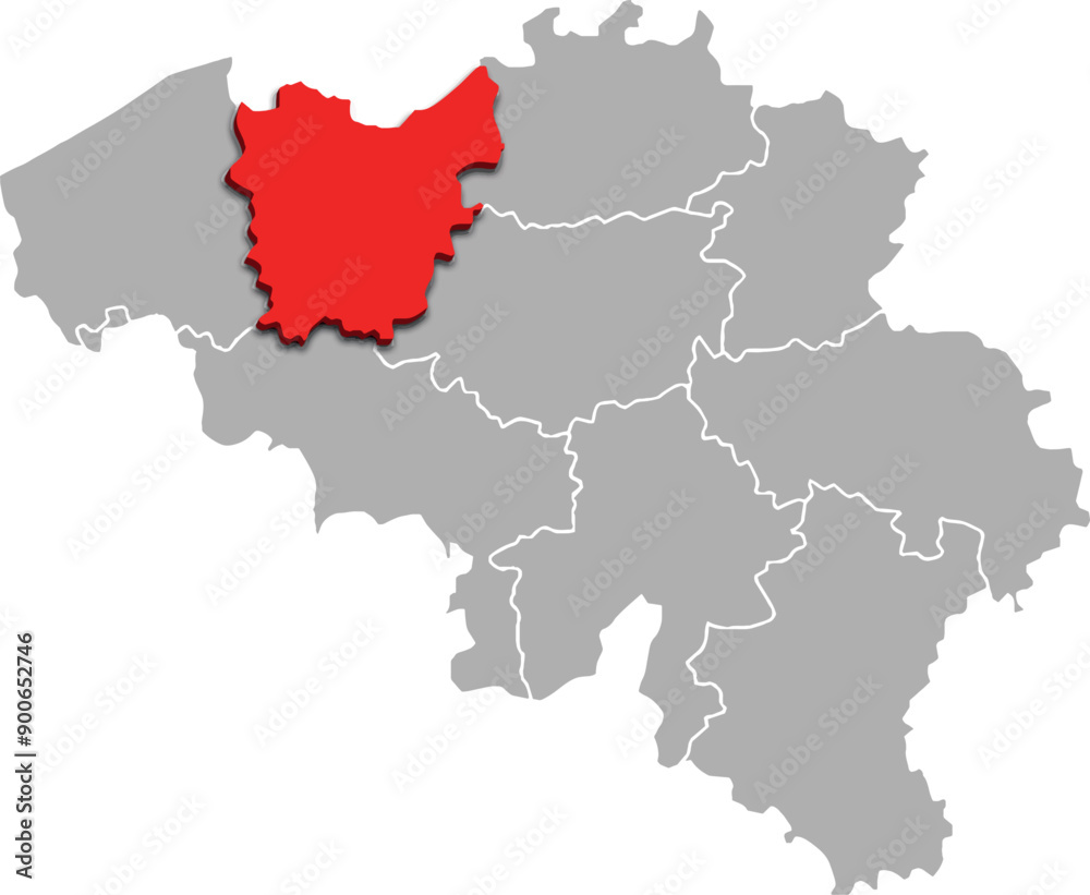 Oost Vlaanderen map PROVINCE of BELGIUM 3d isometric map Oost Vlaanderen map PROVINCE of BELGIUM 3d isometric map