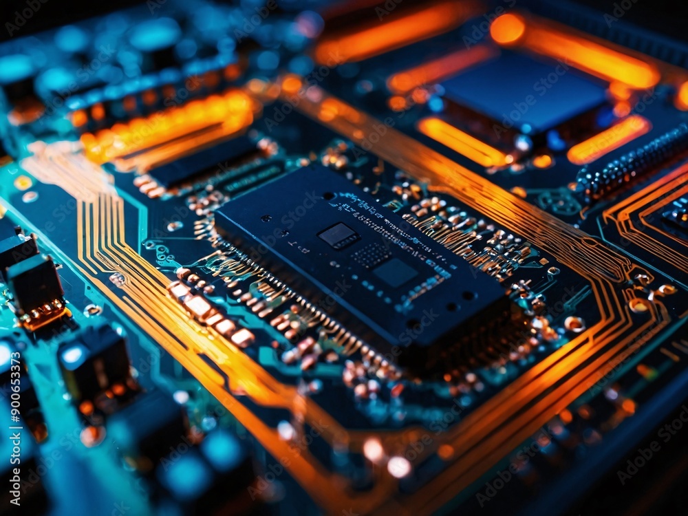 Vibrant technology background with electronic circuit design. Big data communication concept. High contrast Vibrant technology background with electronic circuit design. Big data communication concept. High contrast