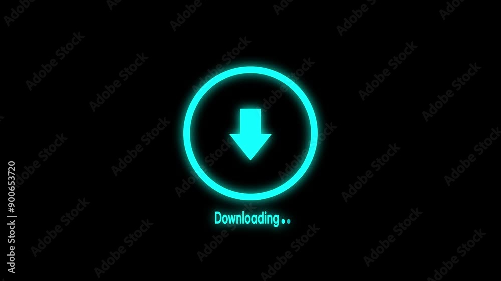 Animated download icon with circle on black background. Updated and loaded animation . Animated download icon with circle on black background. Updated and loaded animation .