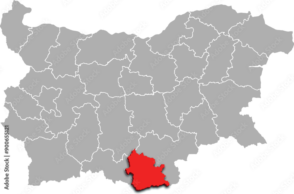 Naklejka premium KARDZHALI map REGION of BULGARIA 3d isometric map