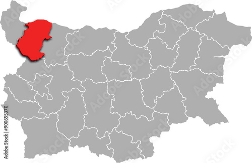 MONTANA map REGION of BULGARIA 3d isometric map