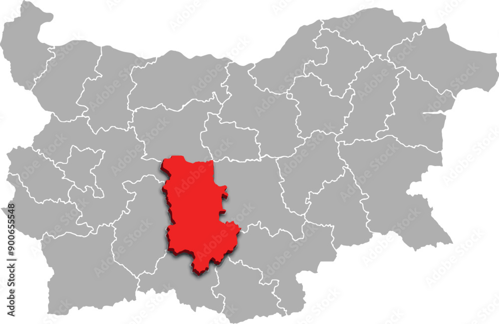 Fototapeta premium PLOVDIV map REGION of BULGARIA 3d isometric map