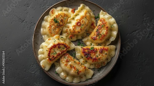 Wallpaper Mural Delicious Homemade Pierogi Dumplings With Fresh Herbs Torontodigital.ca