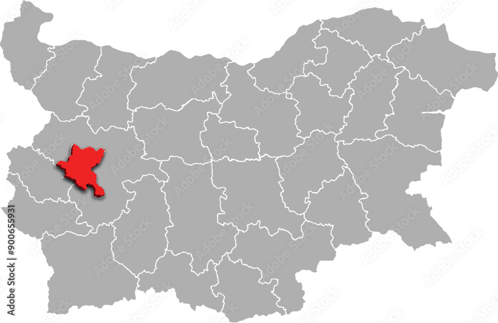 SZOFIJA map REGION of BULGARIA 3d isometric map