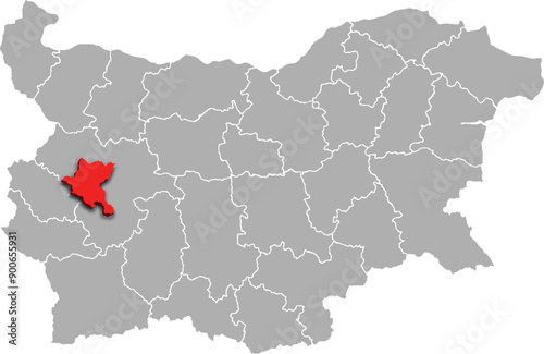 SZOFIJA map REGION of BULGARIA 3d isometric map