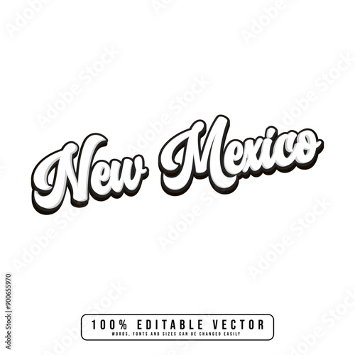 New Mexico text effect vector. Editable college t-shirt design printable text effect vector. 3d text effect vector.	 photo