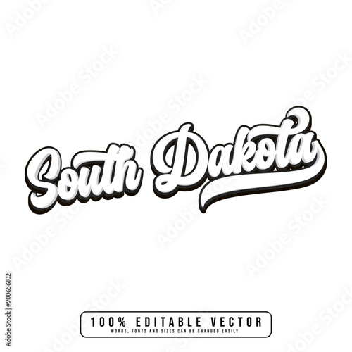 South Dakota text effect vector. Editable college t-shirt design printable text effect vector. 3d text effect vector.	