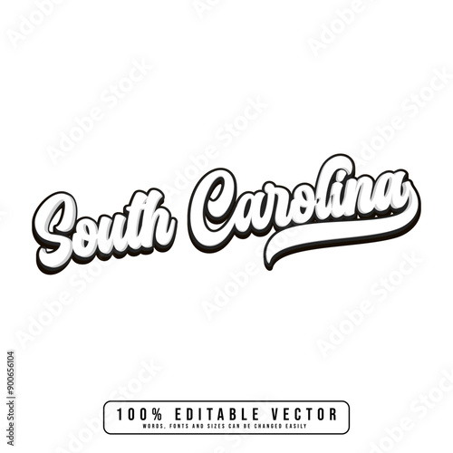 South Carolina text effect vector. Editable college t-shirt design printable text effect vector. 3d text effect vector.	