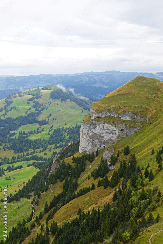 Fototapeta premium The view from Hoher Kasten mountain, the Swiss Alps 