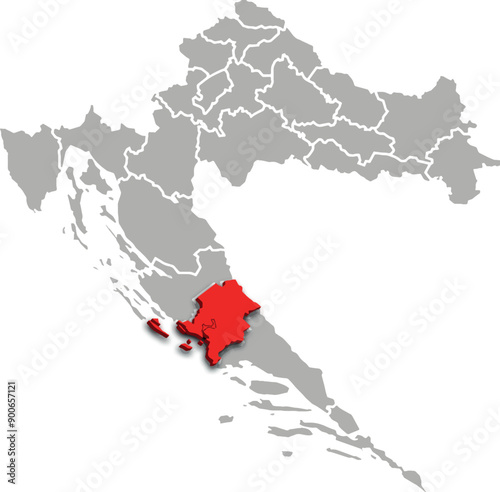 SIBENIK KNIN map county of CROATIA 3d isometric map photo