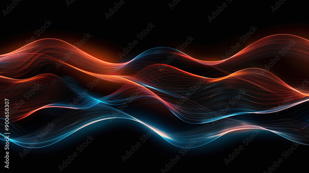 Abstract Colorful Flowing Waves on Dark Background Abstract Colorful Flowing Waves on Dark Background