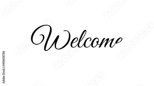Welcome animation handwritten on white background. 4K footage