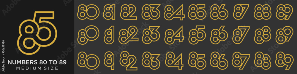 collection of creative number 80 to 89 logo designs. abstract number design vector illustration collection of creative number 80 to 89 logo designs. abstract number design vector illustration