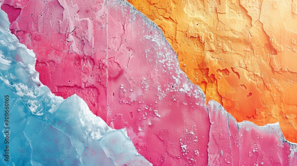 Naklejka premium Colorful abstract texture featuring pink, blue, and orange hues. Ideal for backgrounds and artistic designs.