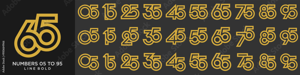 collection anniversary 15 to 95 year, creative number design vector illustration. collection anniversary 15 to 95 year, creative number design vector illustration.