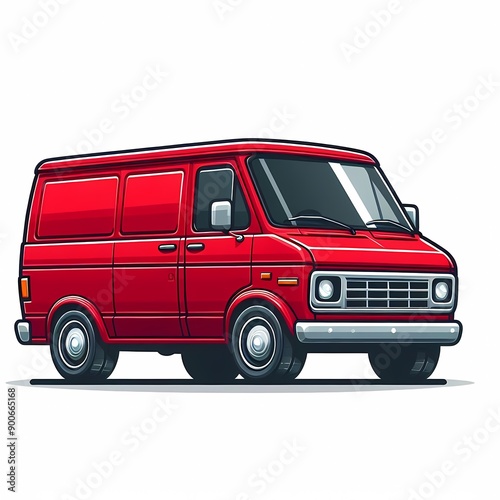 Modern Cargo Van flat vector illustration isolated on a white background