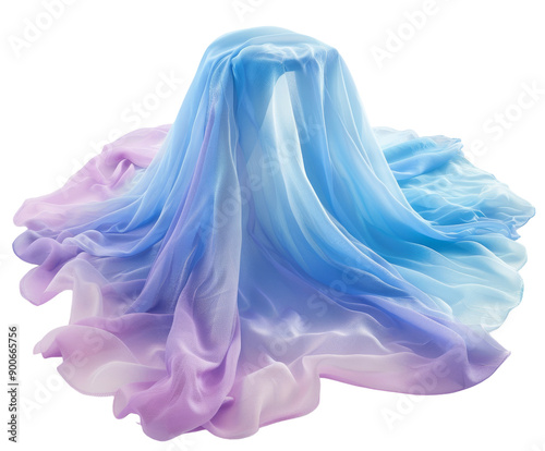 Colorful chiffon fabric in gradient hues