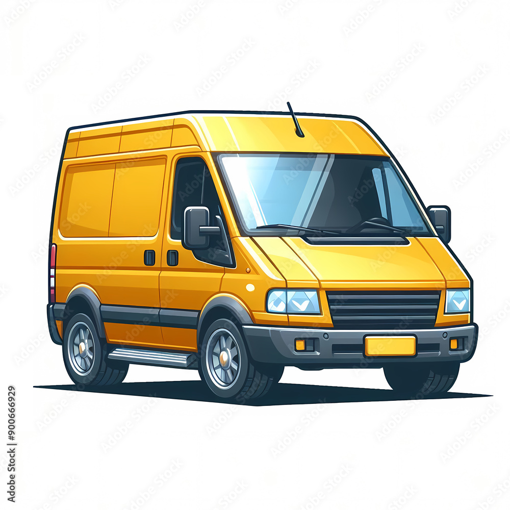 Modern Cargo Van flat vector illustration isolated on a white background Modern Cargo Van flat vector illustration isolated on a white background