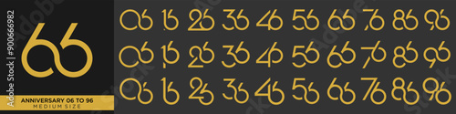 collection anniversary 16 to 96 year, creative number design vector illustration.