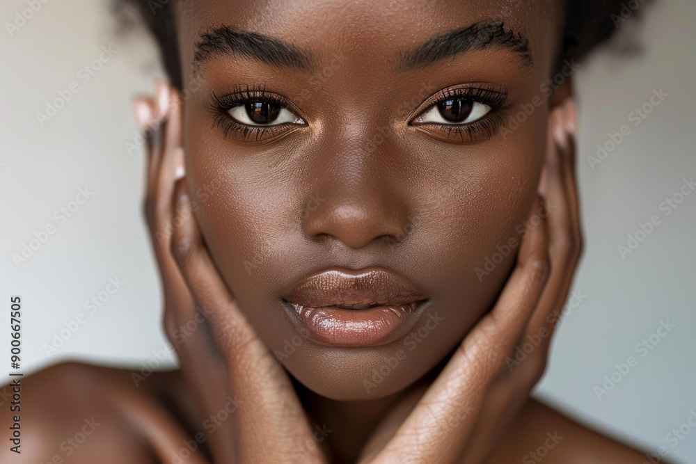 Intimate closeup of a young woman with flawless skin and captivating eyes Intimate closeup of a young woman with flawless skin and captivating eyes