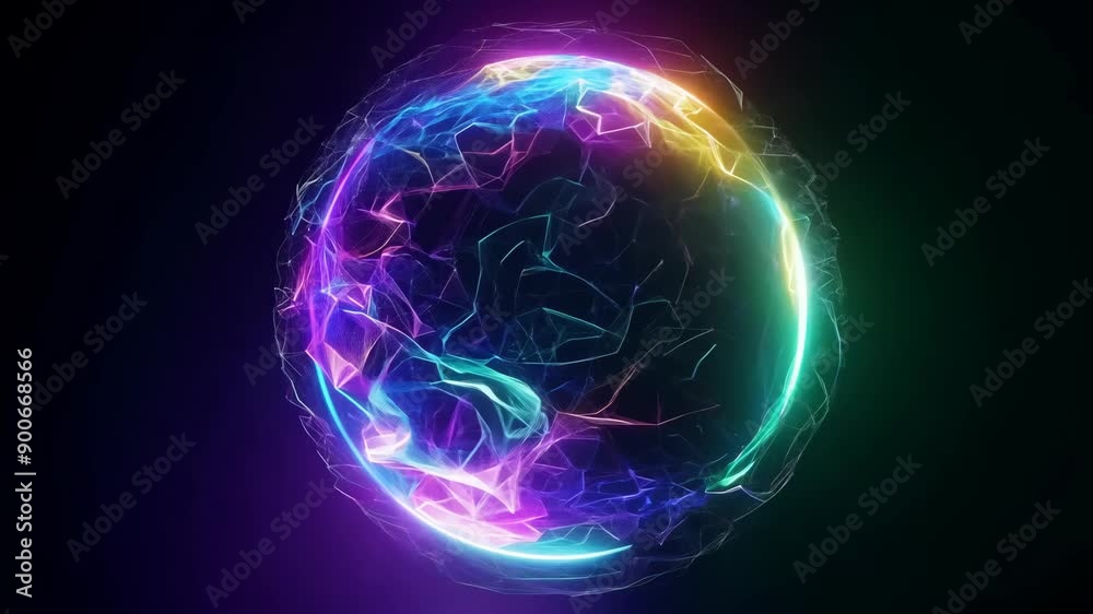 Neon Sphere With Energy Flow Neon Sphere With Energy Flow