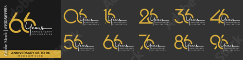 collection anniversary 16 to 96 year, creative number design vector illustration.