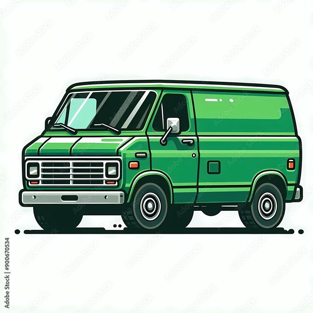 Modern Cargo Van flat vector illustration isolated on a white background Modern Cargo Van flat vector illustration isolated on a white background